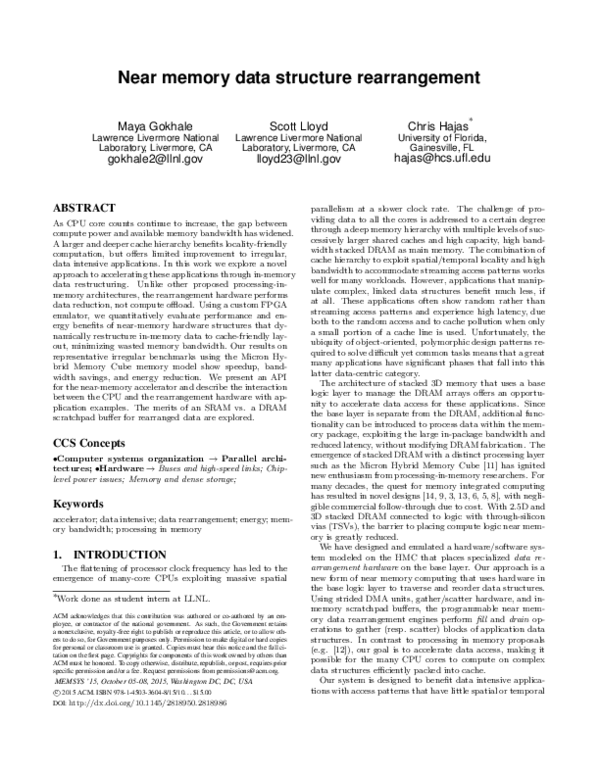 (PDF) Near memory data structure rearrangement