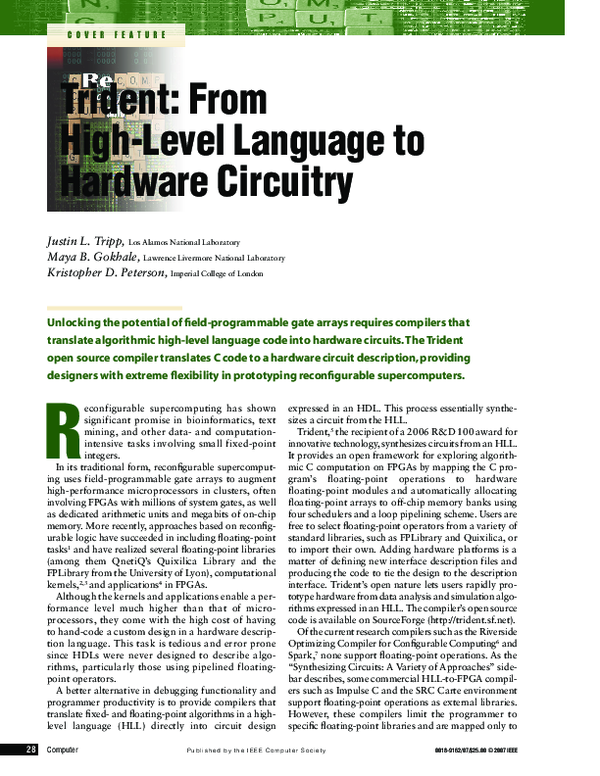 (PDF) Trident: From High-Level Language to Hardware Circuitry