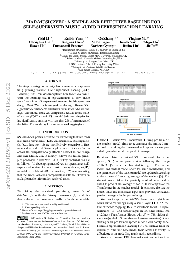 (PDF) MAP-Music2Vec: A Simple and Effective Baseline for Self ...