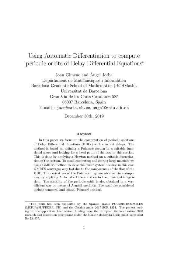 (PDF) Using automatic differentiation to compute periodic orbits of ...