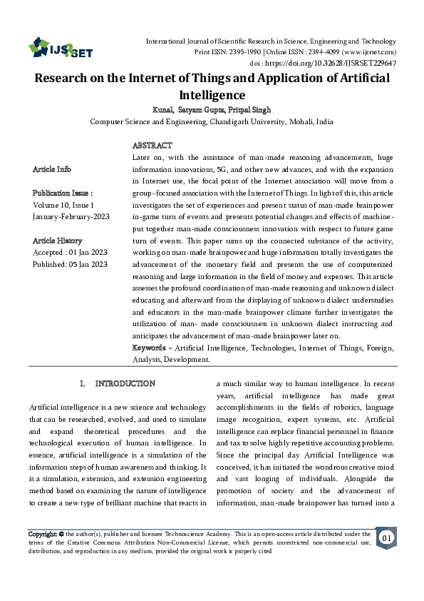 (PDF) Research on the Internet of Things and Application of Artificial ...