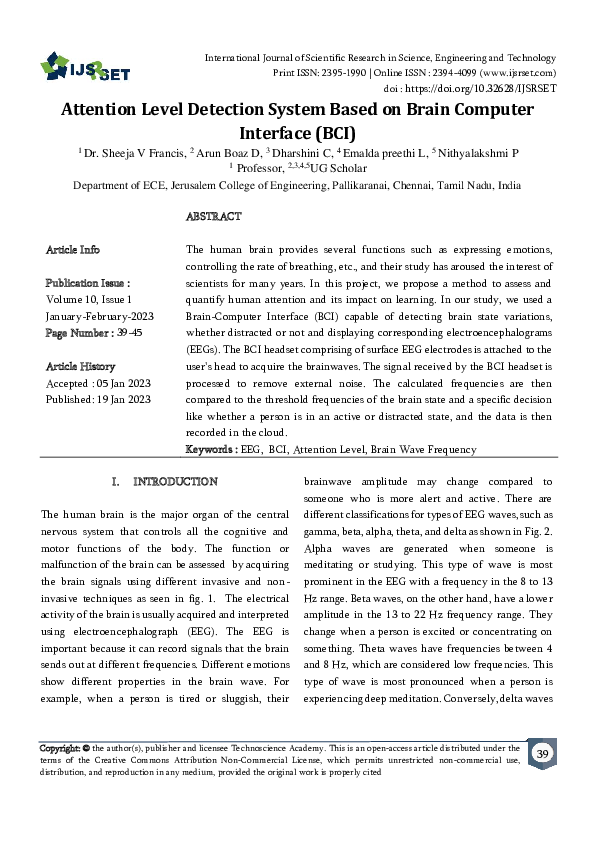 (PDF) Attention Level Detection System Based on Brain Computer ...
