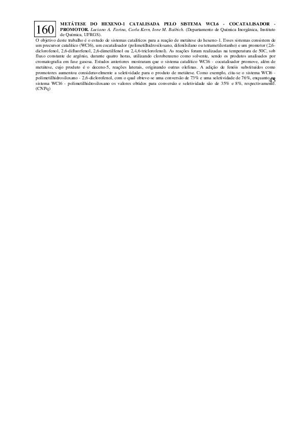 (PDF) Metátese do hexeno-1 catalisada pelo sistema WCL6 - cocatalisador ...