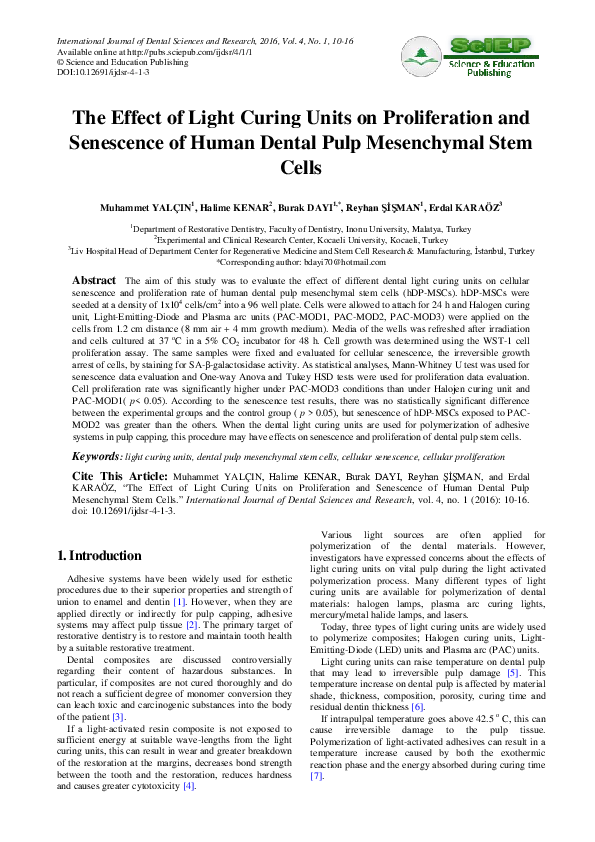 (PDF) The Effect of Light Curing Units on Proliferation and Senescence ...