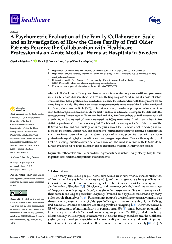 (PDF) A Psychometric Evaluation of the Family Collaboration Scale and ...