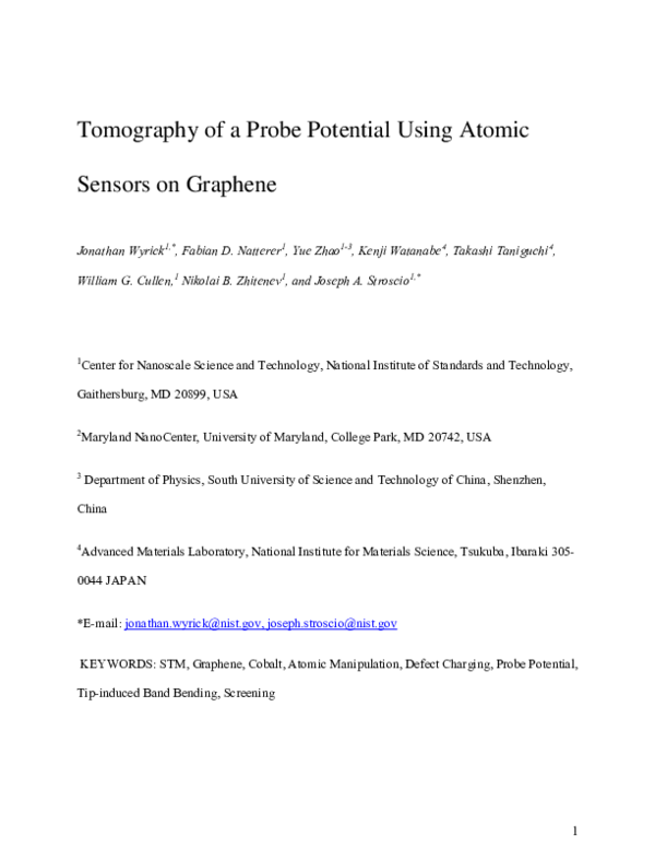 (PDF) Tomography of a Probe Potential Using Atomic Sensors on Graphene