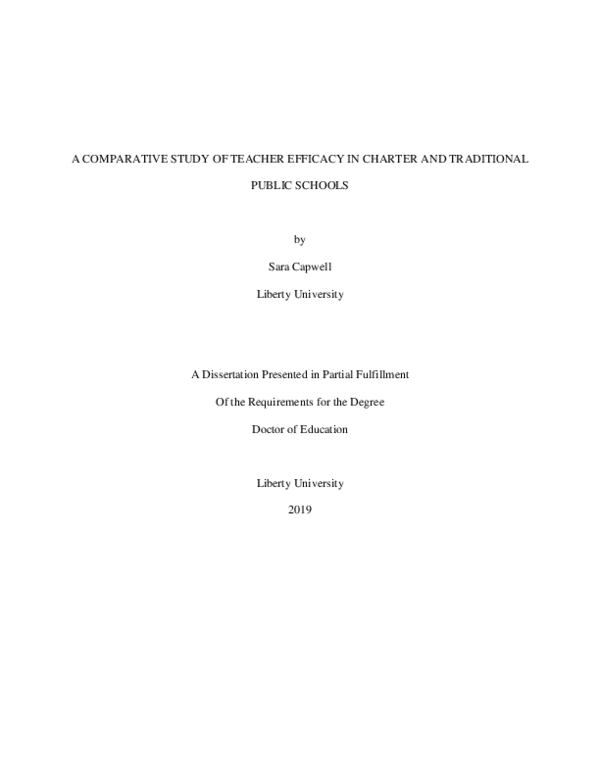 (PDF) A Comparative Study of Teacher Efficacy in Charter and ...