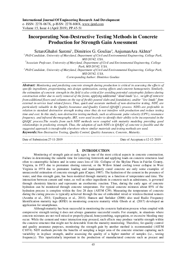(PDF) Incorporating NonDestructive Testing Methods in Concrete