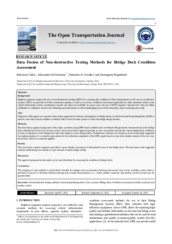 (PDF) Data Fusion of Nondestructive Testing Methods for Bridge Deck