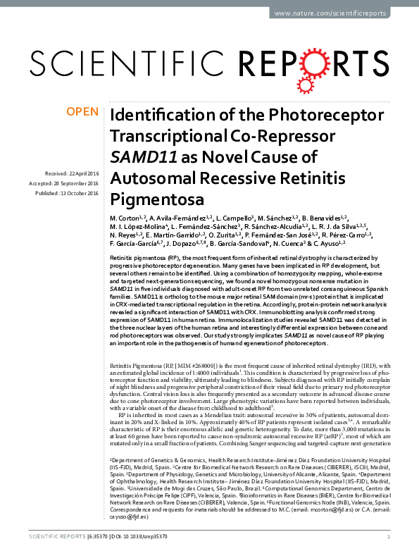 (PDF) Identification of the Photoreceptor Transcriptional Co-Repressor ...