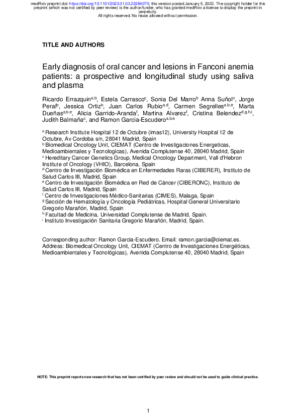 (PDF) Early diagnosis of oral cancer and lesions in Fanconi anemia ...