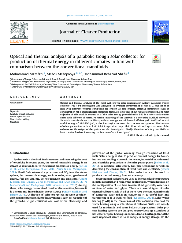 (PDF) Optical and thermal analysis of a parabolic trough solar ...