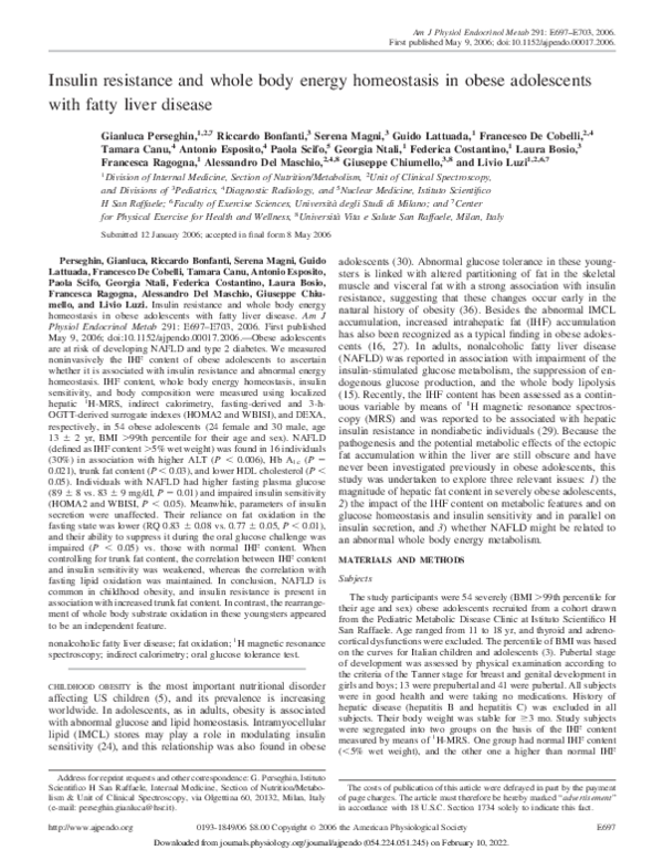 (PDF) Insulin resistance and whole body energy homeostasis in obese ...