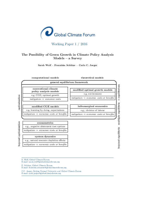 (PDF) The Possibility of Green Growth in Climate Policy Analysis Models ...