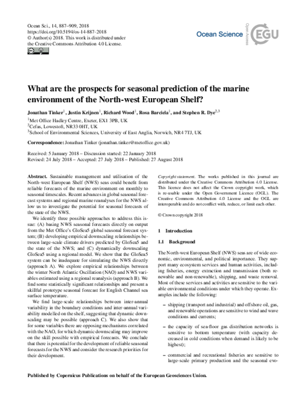 (PDF) What are the prospects for seasonal prediction of the marine ...