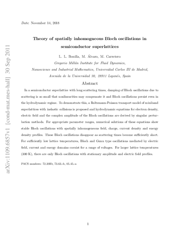 (PDF) Theory of spatially inhomogeneous Bloch oscillations in ...