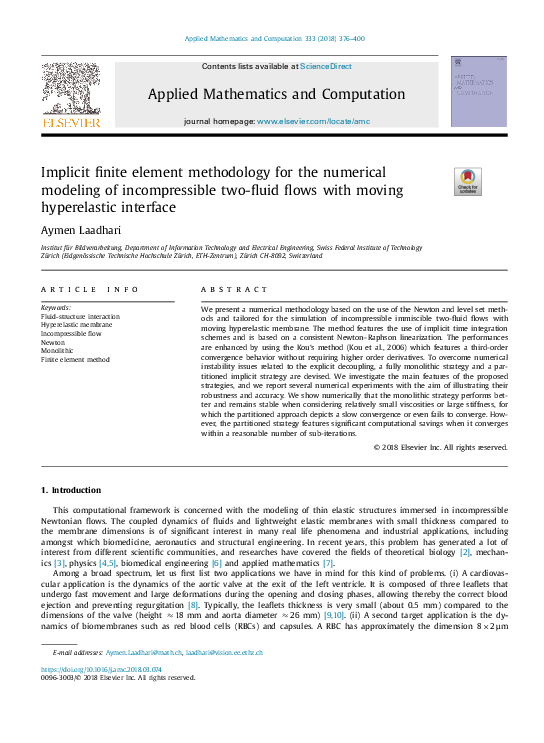(PDF) Implicit finite element methodology for the numerical modeling of ...