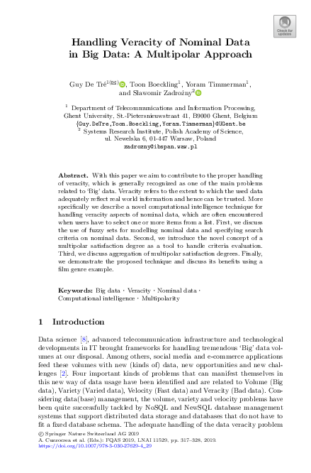 (PDF) Handling Veracity of Nominal Data in Big Data: A Multipolar Approach