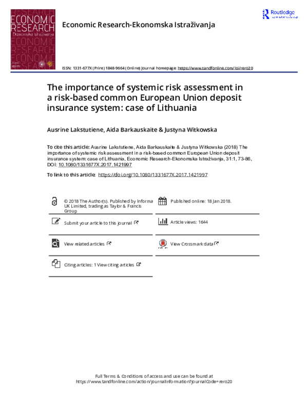 (PDF) The importance of systemic risk assessment in a risk-based common ...