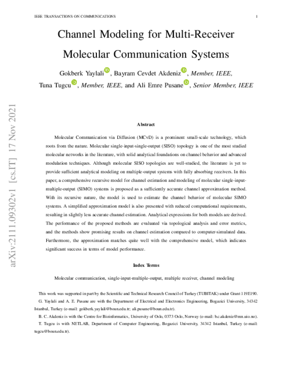 (PDF) Channel Modeling for Multi-Receiver Molecular Communication Systems