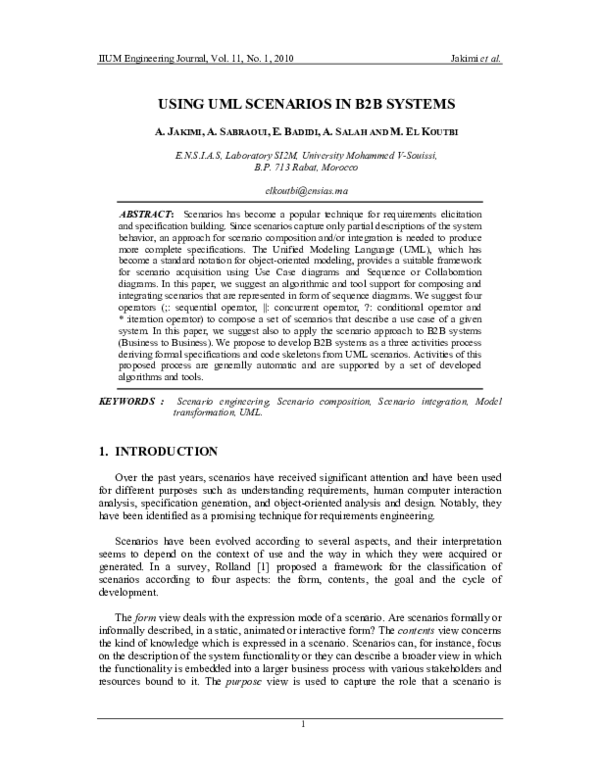 (PDF) Using UML scenarios in B2B systems