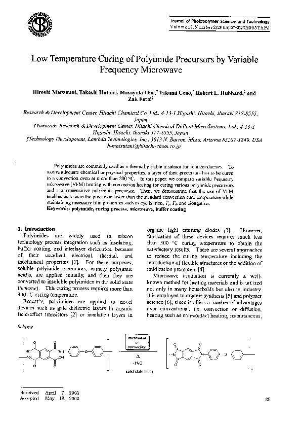 (PDF) Low Temperature Curing of Polyimide Precursors by Variable ...