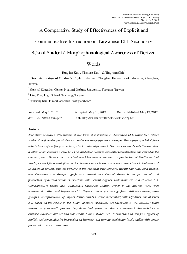 (PDF) A Comparative Study of Effectiveness of Explicit and ...