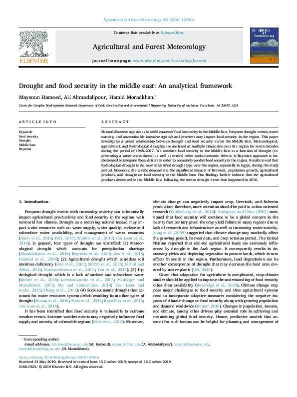 (PDF) Drought and food security in the middle east: An analytical framework