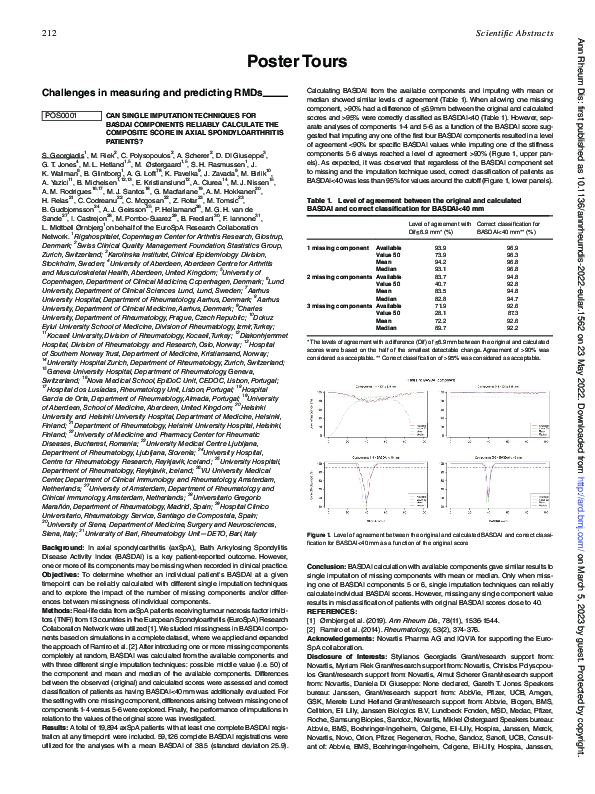 (PDF) POS0001 CAN Single Imputation Techniques for Basdai Components ...