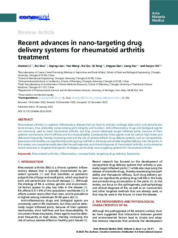 (PDF) Recent advances in nano-targeting drug delivery systems for ...