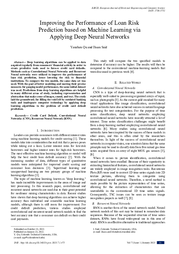 (PDF) Improving the Performance of Loan Risk Prediction based on ...