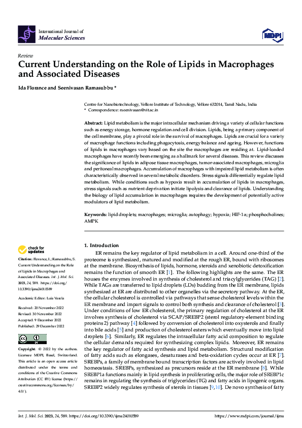 (PDF) Current Understanding on the Role of Lipids in Macrophages and ...
