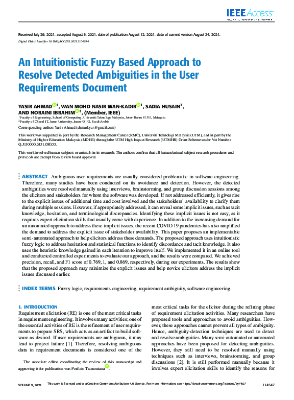 (PDF) An Intuitionistic Fuzzy Based Approach to Resolve Detected ...