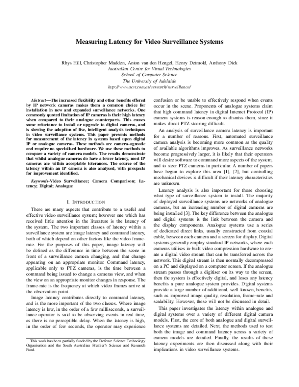 (PDF) Measuring Latency for Video Surveillance Systems