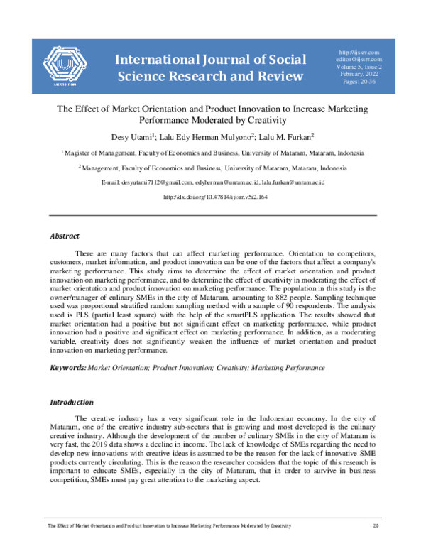 (PDF) The Effect of Market Orientation and Product Innovation to ...