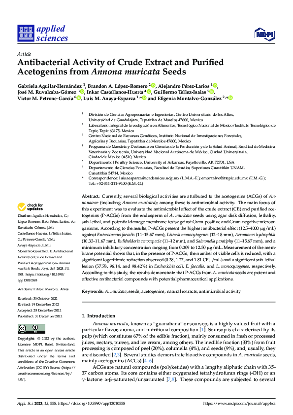 (PDF) Antibacterial Activity of Crude Extract and Purified Acetogenins ...