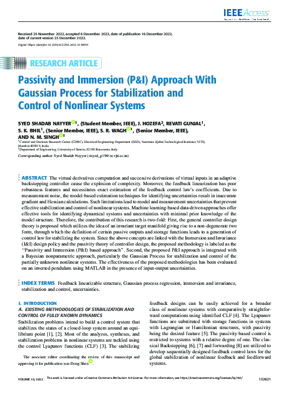 (PDF) Passivity and Immersion (P&I) Approach With Gaussian Process for ...