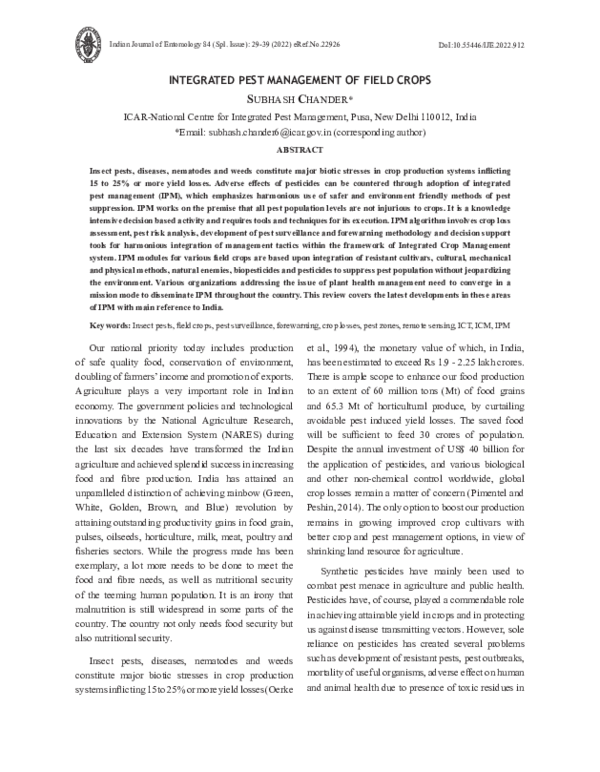 (PDF) Integrated Pest Management Of Field Crops