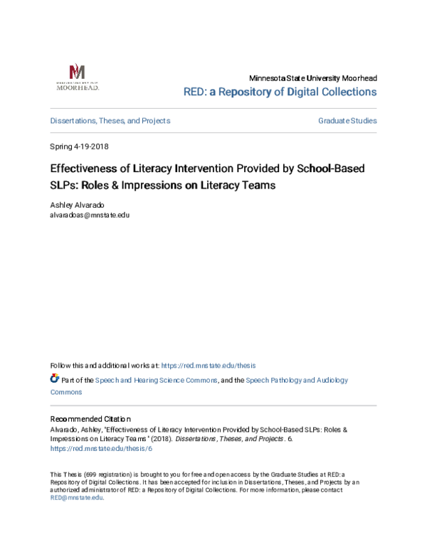 (PDF) Effectiveness of Literacy Intervention Provided by School-Based ...