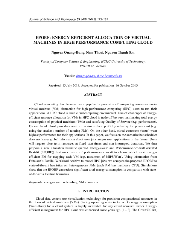 (PDF) EPOBF: Energy Efficient Allocation of Virtual Machines in High ...