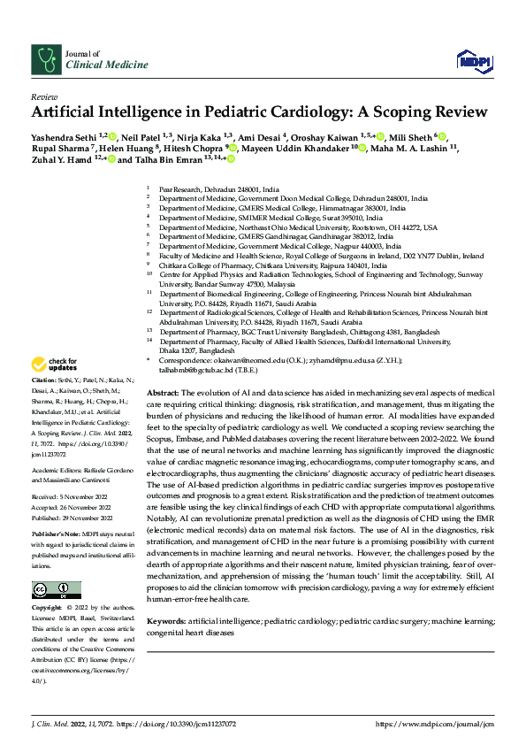(PDF) Artificial Intelligence in Pediatric Cardiology: A Scoping Review