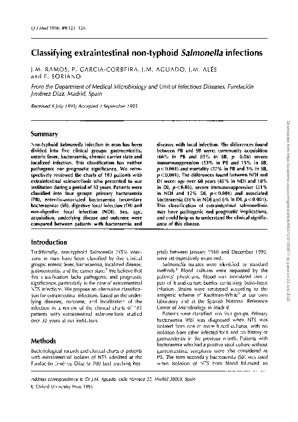 (PDF) Classifying extraintestinal non-typhoid Salmonella infections