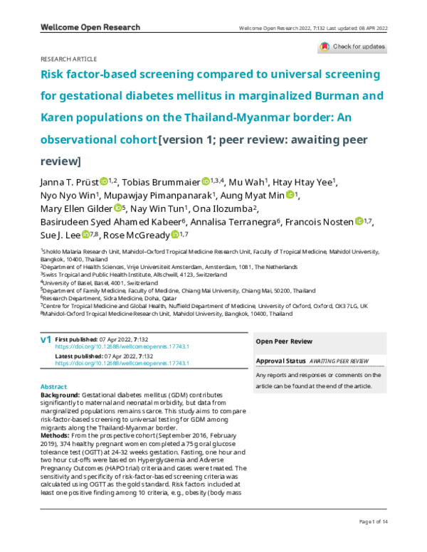 (PDF) Risk factor-based screening compared to universal screening for ...