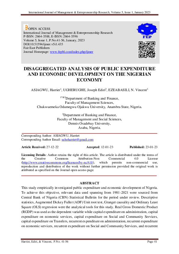 (PDF) Disaggregated Analysis of Public Expenditure and Economic ...