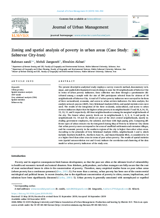 (PDF) Zoning and spatial analysis of poverty in urban areas (Case Study ...