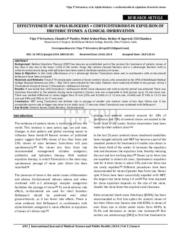(PDF) Effectiveness of alpha blockers + corticosteroid in expulsion of ...