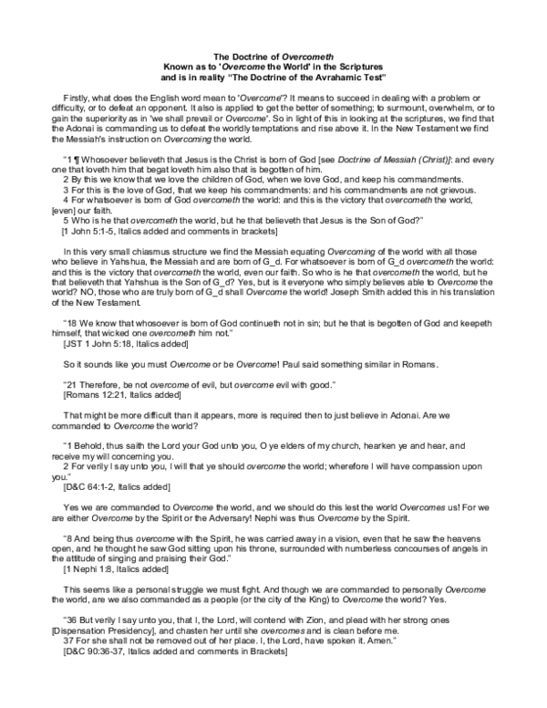 (PDF) Doctrine of OVERCOMETH, Known as to 'Overcome the World' in the ...