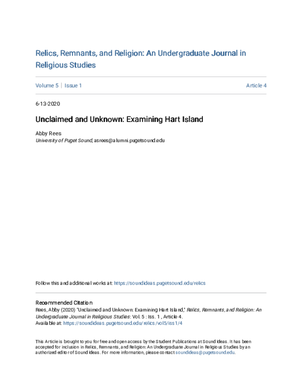 (PDF) Unclaimed and Unknown: Examining Hart Island