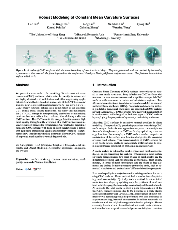 (PDF) Robust modeling of constant mean curvature surfaces