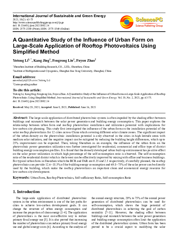 (PDF) A Quantitative Study of the Influence of Urban Form on Large ...